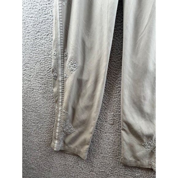 Sundance Tone It Up Embroidered Pants Stretch Waist Pull On Resort Boho Size L - Picture 3 of 11